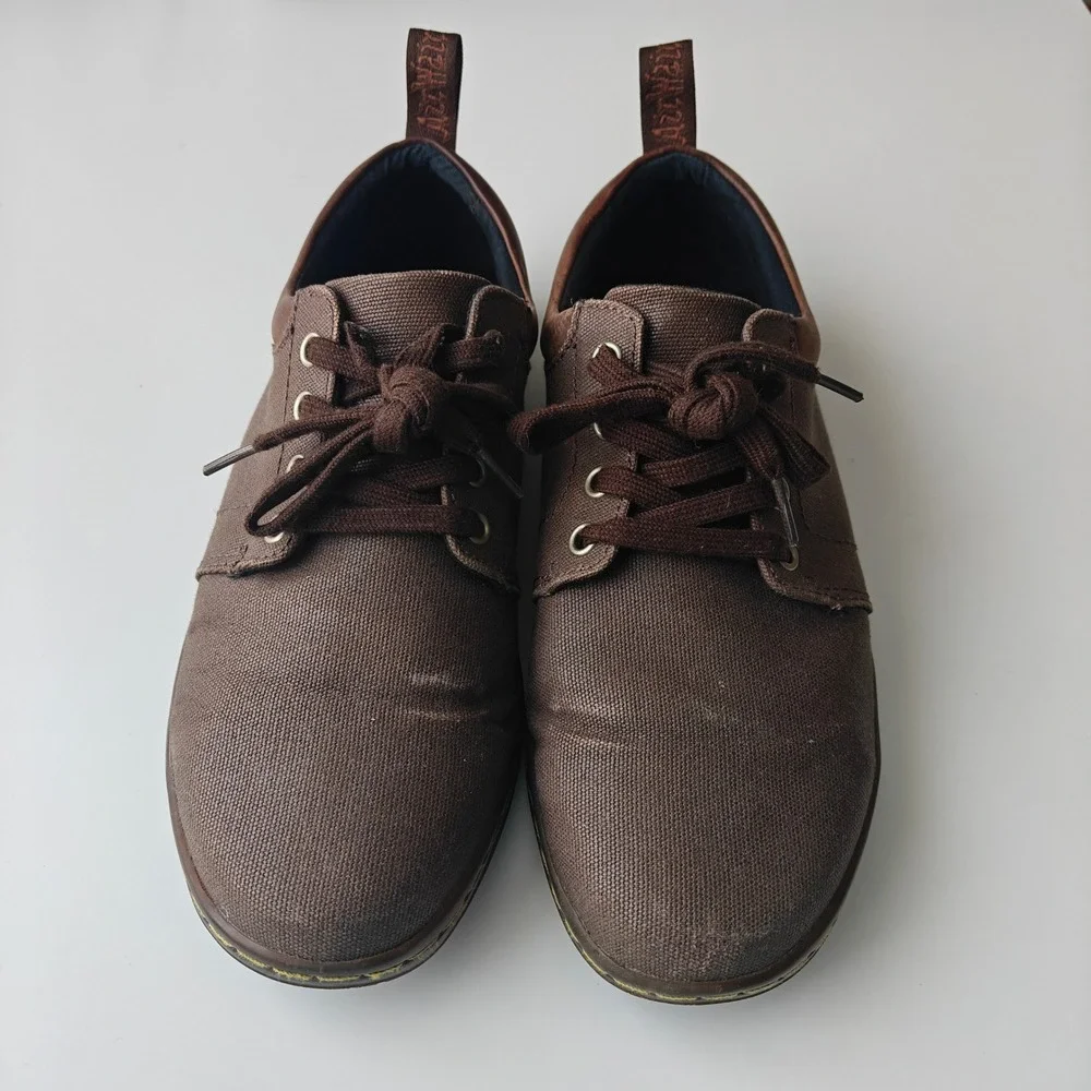 Dr. Martens Joseph Mens Brown Canvas Leather Lace Up Oxford Shoes Size 9 Low Top